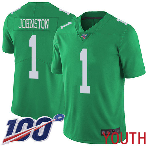 Youth Philadelphia Eagles #1 Cameron Johnston Limited Green Rush Vapor Untouchable NFL Jersey 100th->philadelphia eagles->NFL Jersey